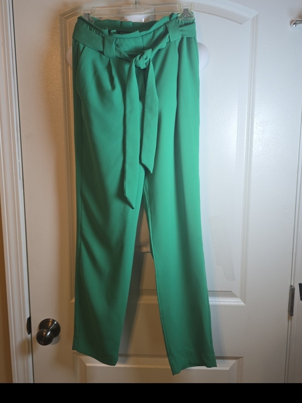 Express Emerald Green High-Rise Tie-Waist Wide Leg Pants